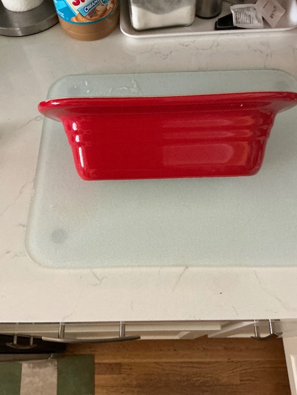 Le Creuset Heritage Stoneware Loaf Pan Cerise Red Bread Baker 10-32 EUC
